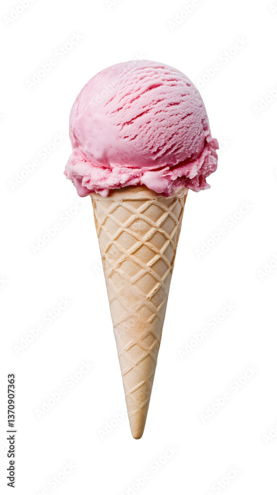 Delicious pink ice cream in a waffle cone, perfect for warm summer days. Delicious pink ice cream in a waffle cone, perfect for warm summer days.