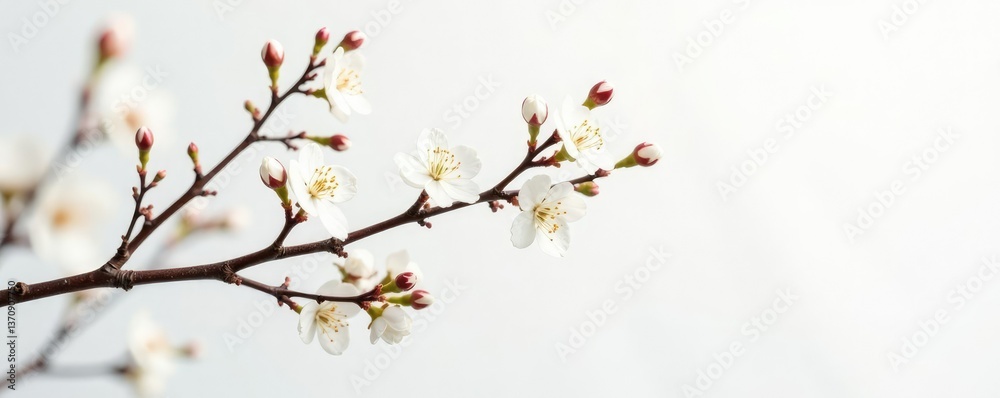 Delicate branches on white background with subtle texture, botanical, white background Delicate branches on white background with subtle texture, botanical, white background