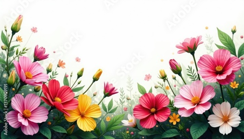 Wallpaper Mural Foliage with flowers isolated on white background, flowers, garden, flowers Torontodigital.ca