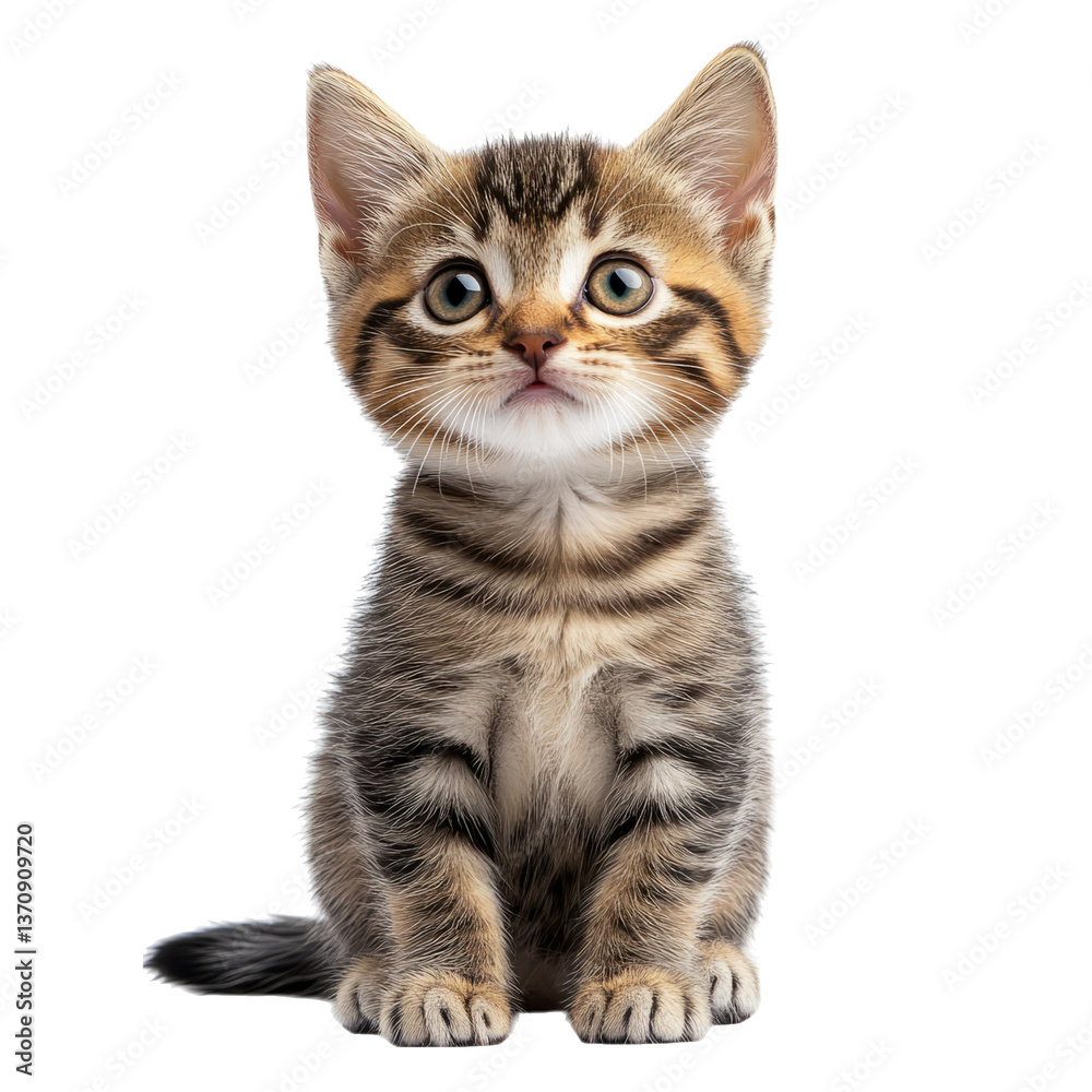 Fototapeta premium Cute Tabby Cat Isolated on Transparent Background for Design Use