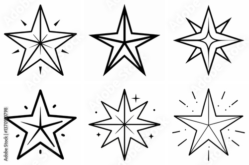 Celestial Star Sparkle Outline Coloring Page Line Art Drawing