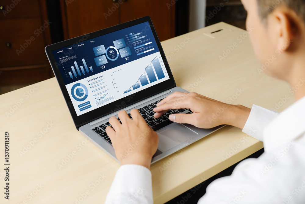 Business data dashboard provide business intelligence analytic for marketing strategy planning snugly with big data set to analyze customer demands and foreseeing business future Business data dashboard provide business intelligence analytic for marketing strategy planning snugly with big data set to analyze customer demands and foreseeing business future