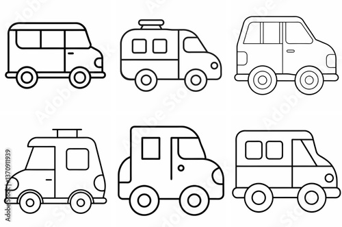 Easy Shapes Transportation Vehicle Outline Coloring Page Line Art Drawing