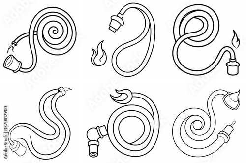  Fire Hose Outline Coloring Page Line Art Drawing