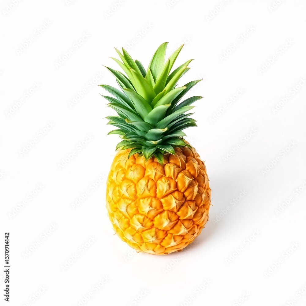 A fresh and ripe pineapple on a white background A fresh and ripe pineapple on a white background