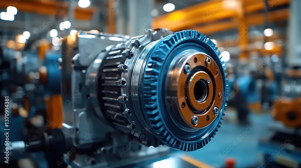 A close-up of a complex industrial gear mechanism A close-up of a complex industrial gear mechanism