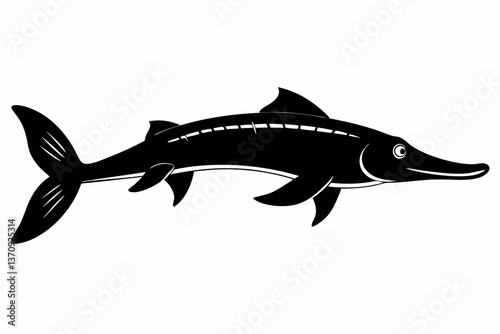 Alligator gar silhouette black vector