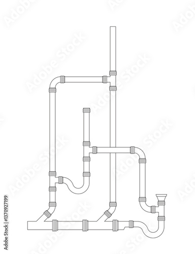 Exhaust installation with primary and secondary ventilation in illustrator