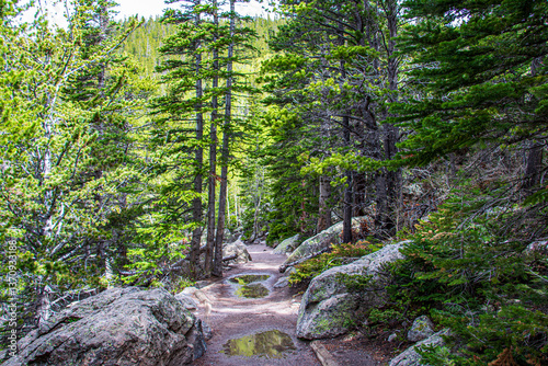 Hiking Bear Lake Trail at Rocky Mountain National Park.