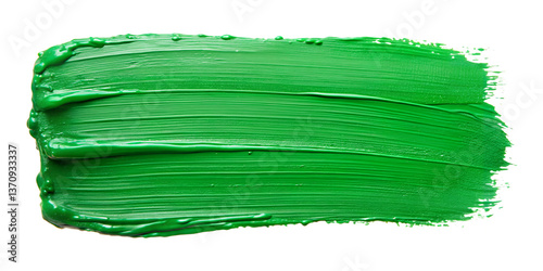 Green Swatch: A vibrant stroke of green paint on a surface, showcasing the color's texture and vibrancy, perfect for illustrating artistic concepts.