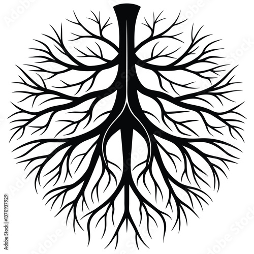Black silhouette tree tattoo vector art