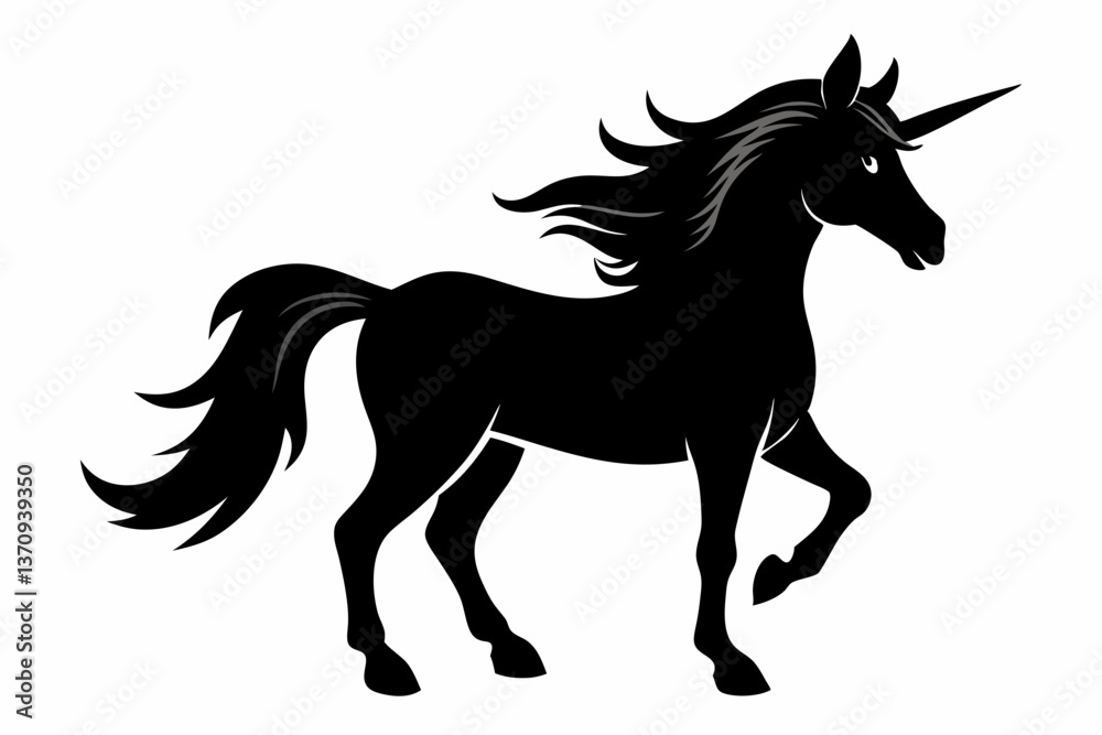 Obraz premium unicorn silhouette black vector