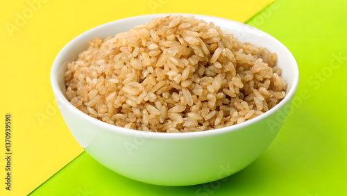 bowl of brown rice with nutty aroma, perfect for healthy meals and side dishes. This wholesome grain is rich in nutrients and flavor