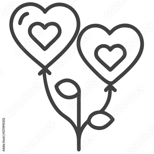 Heart Flower Icon for Dating Apps, Romance Symbol for Online Dating Platforms Representing Growth of Relationships and Affection