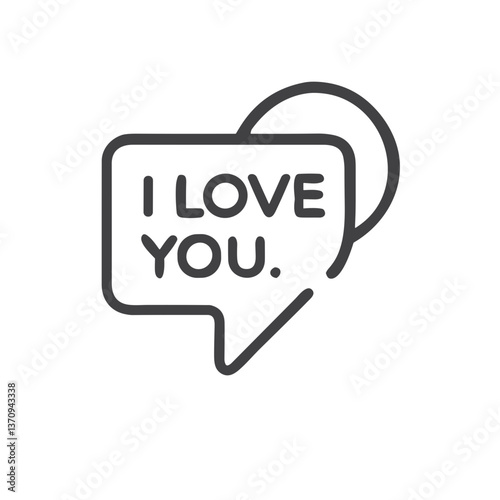 Love Message Icon for Dating Apps, Romantic Text Symbol for Online Dating Platforms to Express Affection and Facilitate Communication