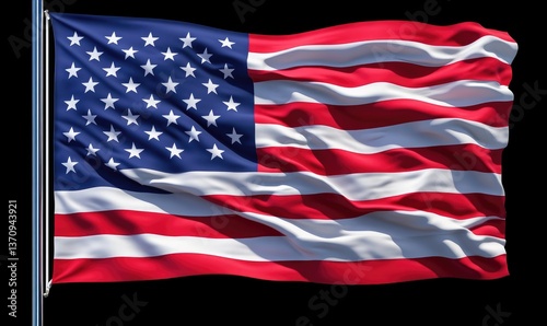 Black and white American flag, high-resolution, high-detail, high-quality photograph