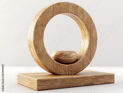 Wooden Circle Minimalist Sculpture.