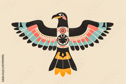 Native American symbolism, featuring iconic elements like the Thunderbird, Dreamcatcher, and Totem Poles