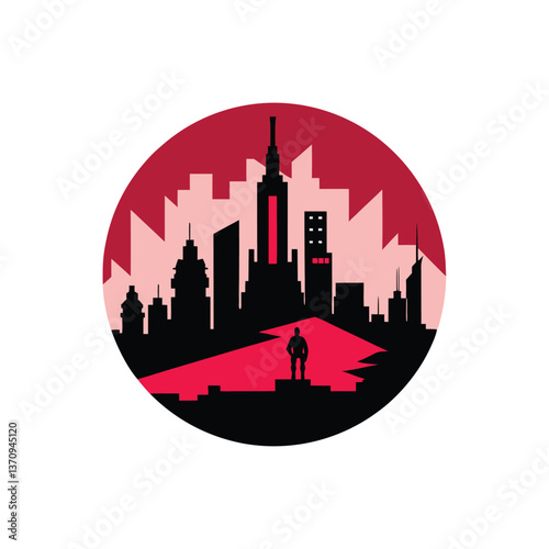 Seattle and Chicago Skyline Vector Illustration with Flag