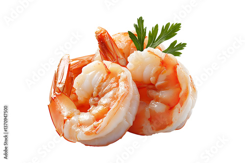 Cooked shrimp isolated on white or transparent background.