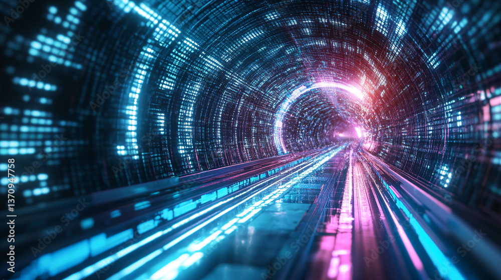 Futuristic Digital Tunnel of Light and Data Streams a Neon Cyberpunk Scifi Corridor Futuristic Digital Tunnel of Light and Data Streams a Neon Cyberpunk Scifi Corridor