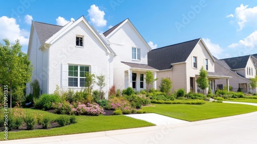 Charming new homes in a quiet neighborhood.  Well-maintained landscaping  manicured lawns  and well-proportioned homes in a desirable location