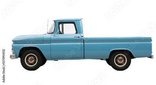 Isolated Classic Blue Pickup Truck