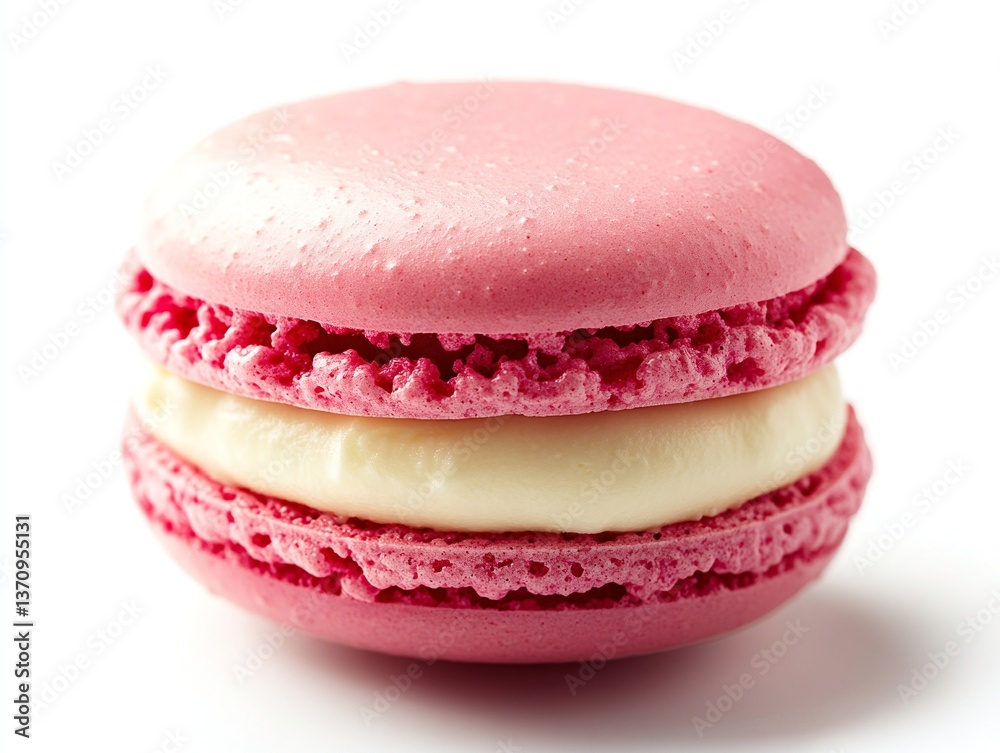 A delectable pink macaron with a creamy white filling, a delightful treat for any sweet tooth. A delectable pink macaron with a creamy white filling, a delightful treat for any sweet tooth.