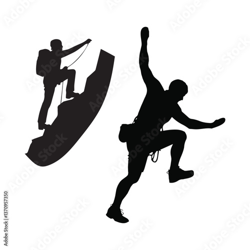 Rock Climbing Silhouettes Climber Action, Adventure, and Extreme Sports