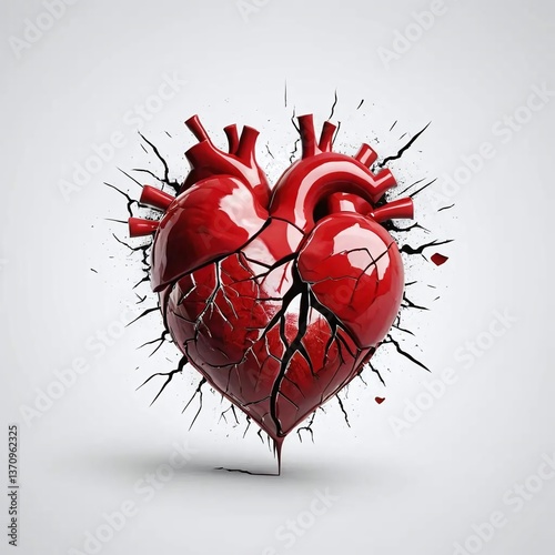 Broken heart On White Background