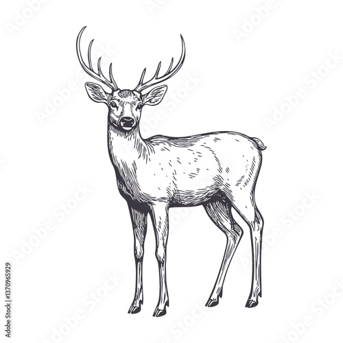 Majestic deer with antlers. Vector illustration