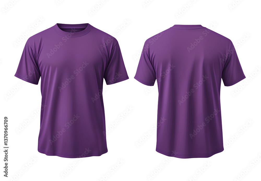 Purple color T-shirt front and back template, transparent background Purple color T-shirt front and back template, transparent background