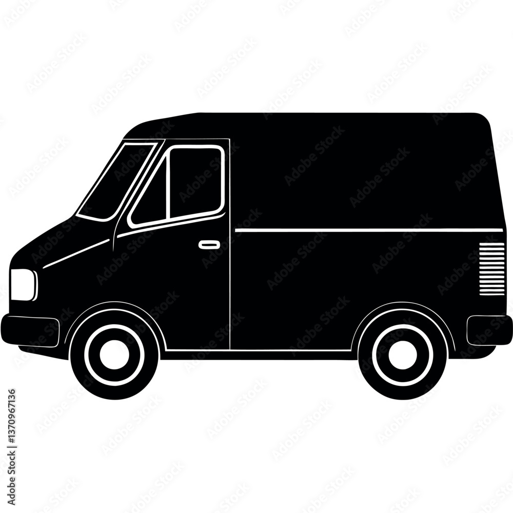 Delivery Van Silhouette Vector Sleek & Minimalist Design for Logistics Graphics Delivery Van Silhouette Vector Sleek & Minimalist Design for Logistics Graphics