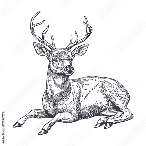 Majestic deer with antlers. Vector illustration