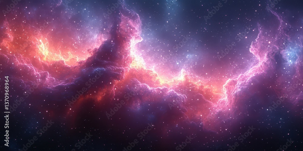 Vibrant cosmic clouds illuminated by distant stars in a swirling galaxy Vibrant cosmic clouds illuminated by distant stars in a swirling galaxy