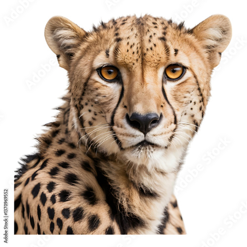 Cheetah with sleek spotted coat staring with sharp eyes
