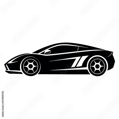 Clean Sports Car Silhouette Illustration Ideal for Luxury & Speed Branding