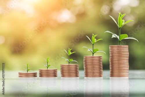 Money Saving for Investment or Insurance Money Green Concept Background