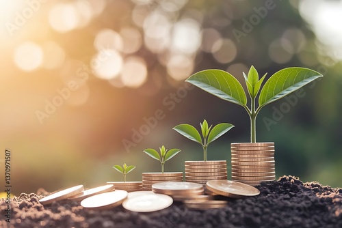 Money Saving for Investment or Insurance Money Green Concept Background