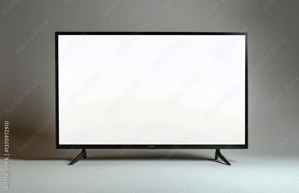 Modern flat screen television mockup blank white display for product placement advertising and design 99 Modern flat screen television mockup blank white display for product placement advertising and design 99