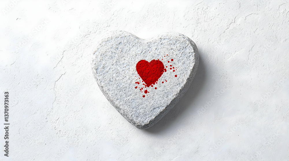 Fototapeta premium Heart Shaped Cake With Red Decoration On White Background