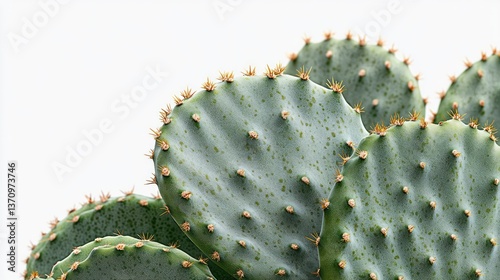 Close up reveals many pads of the opuntia cactus photo