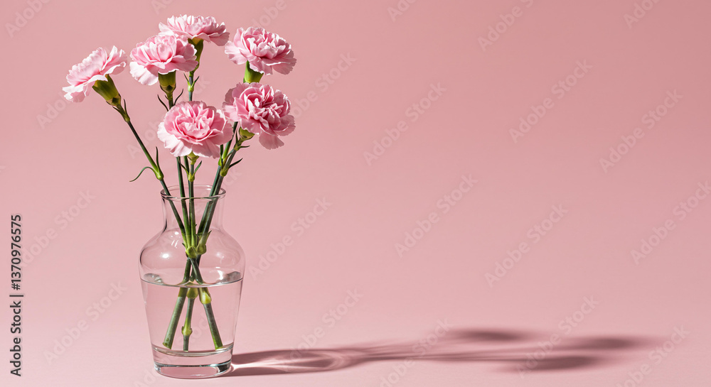 custom made wallpaper toronto digitalElegant Pink Carnations in Glass Vase on Pink Background Floral Still Life Photography