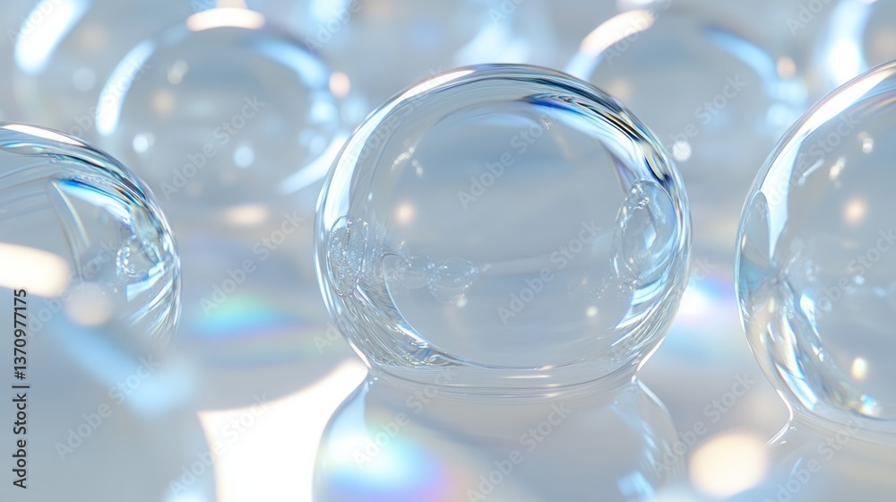Group of translucent spheres reflects light in a subtle way Group of translucent spheres reflects light in a subtle way