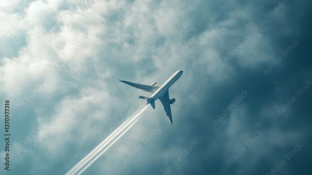 Obraz premium High-flying plane sky image cloudy environment aerial view new high fidelity concept