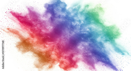 Vibrant Rainbow Powder Explosion Colorful Dust Cloud Burst Artistic Holi Festival Effect