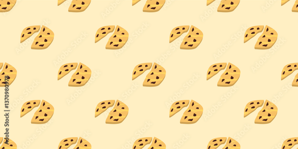 cookie seamless pattern background. Cartoon illustration of Cookies. biscuits illustration. chocolate chips pattern background.