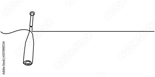 Baseball bat line continuous drawing vector. One line Baseball bat  icon vector background. Baseball bat  icon. Continuous outline of a Baseball bat.                                 