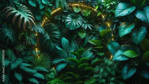 Panel kuchenny z motywem Magical Glow of Tropical Foliage