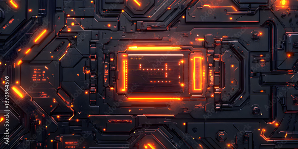Fototapeta premium Futuristic Tech Panel: Glowing Circuitry and Advanced Technology